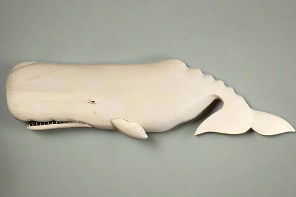 "Moby" White Sperm Whale Plaque, 42", Left-Facing #1