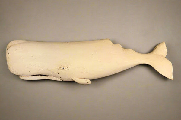 "Moby" White Sperm Whale Plaque, 24", Left-Facing #2