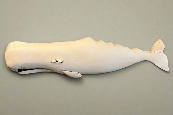 "Moby" White Sperm Whale Plaque, 16", Left-Facing #1