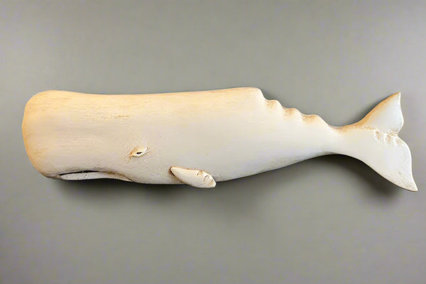 "Moby" White Sperm Whale Plaque, 24", Left-Facing #1