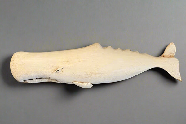 "Moby" White Sperm Whale Plaque, 16", Left-Facing #3