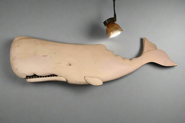 "Moby" White Sperm Whale Plaque, 42", Left-Facing #2