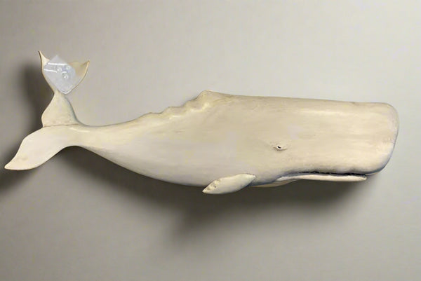 "Moby" White Sperm Whale Plaque, 34", Right-Facing #2