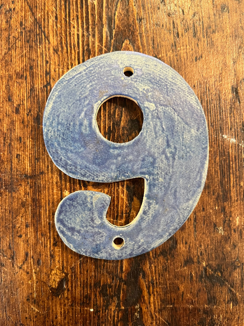 Handmade Ceramic House Number - Blue