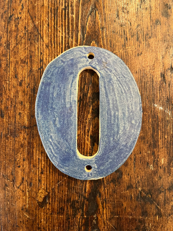Handmade Ceramic House Number - Blue