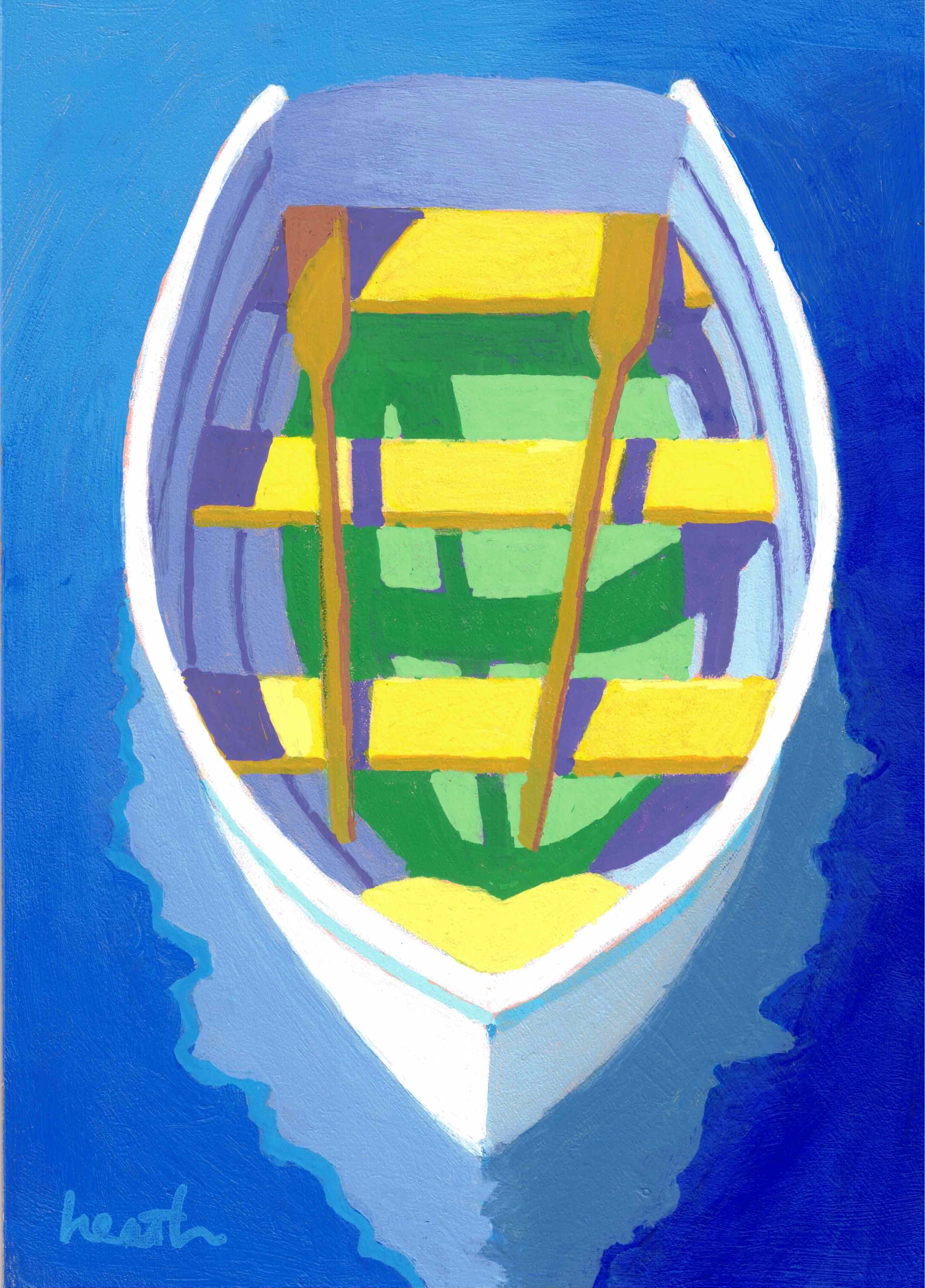 White Dinghy Yellow Seats
