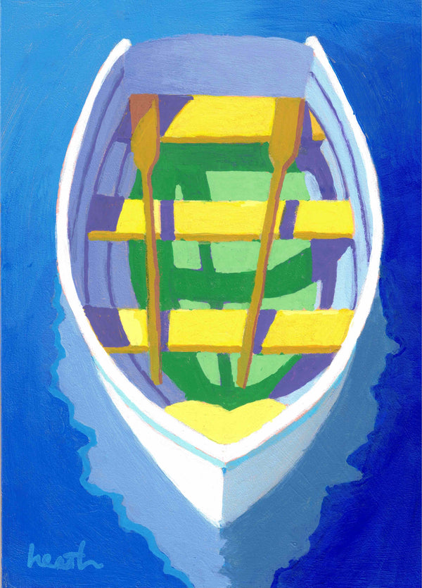 White Dinghy Yellow Seats