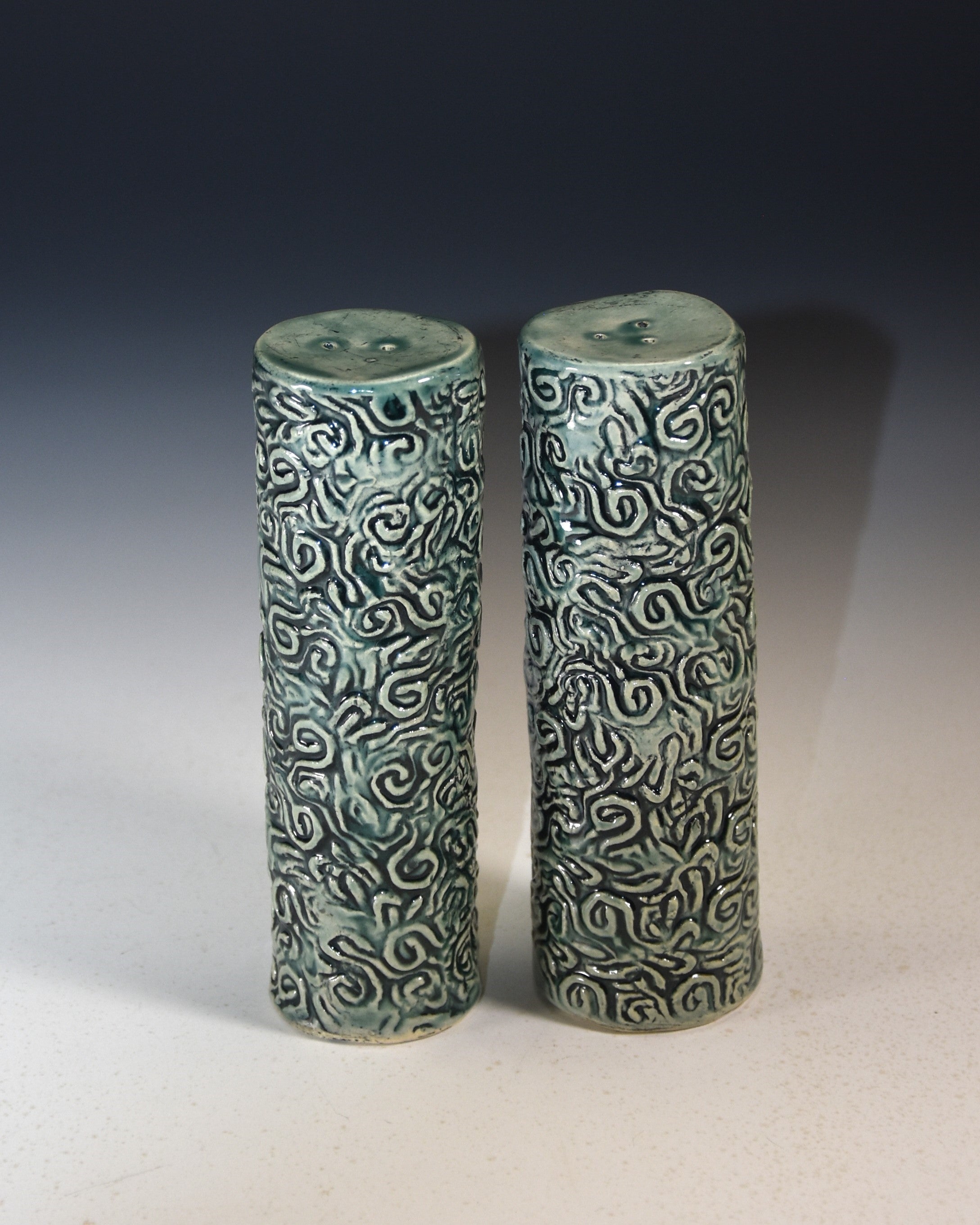 Salt & Pepper Shaker Set Blue Sea Squiggle