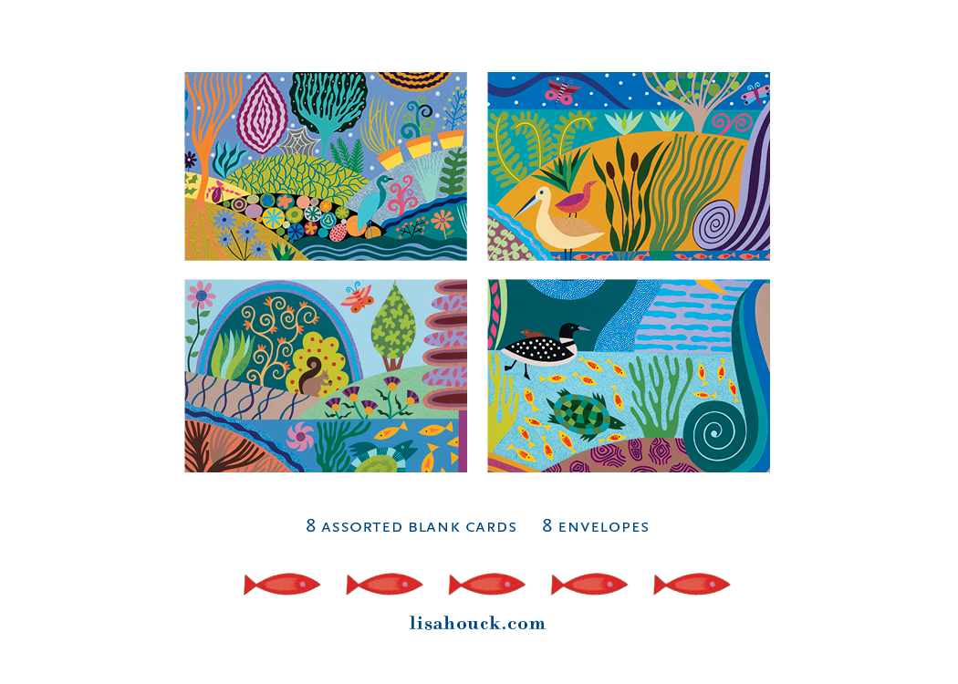 Art Greeting Card Sets of 8 by Lisa Houck