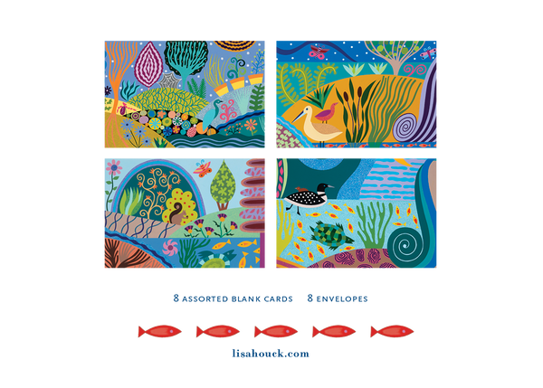 Art Greeting Card Sets of 8 by Lisa Houck