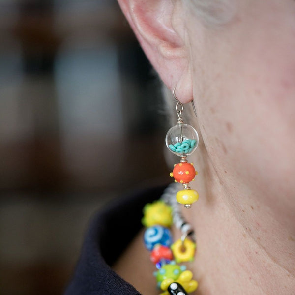 Triple Glass Bead Drop Earrings by Jasmine Keane