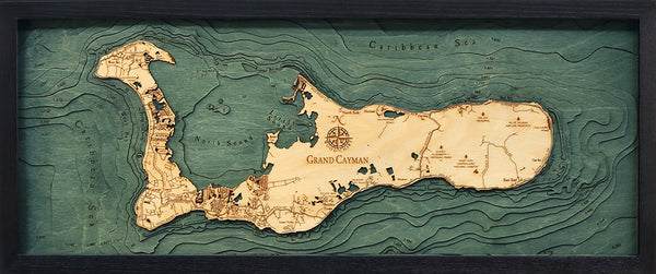 Grand Cayman Wood Chart Map