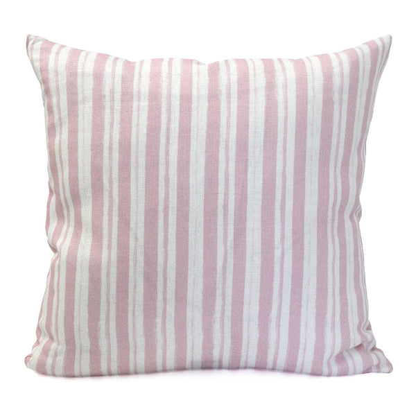 Painterly Stripe Pillow, Oyster Linen