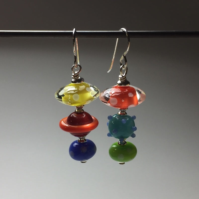Triple Glass Bead Drop Earrings by Jasmine Keane