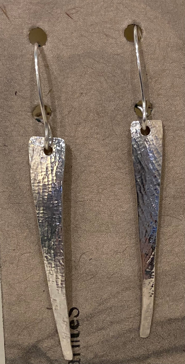 Sterling Silver Long Triangular Earrings