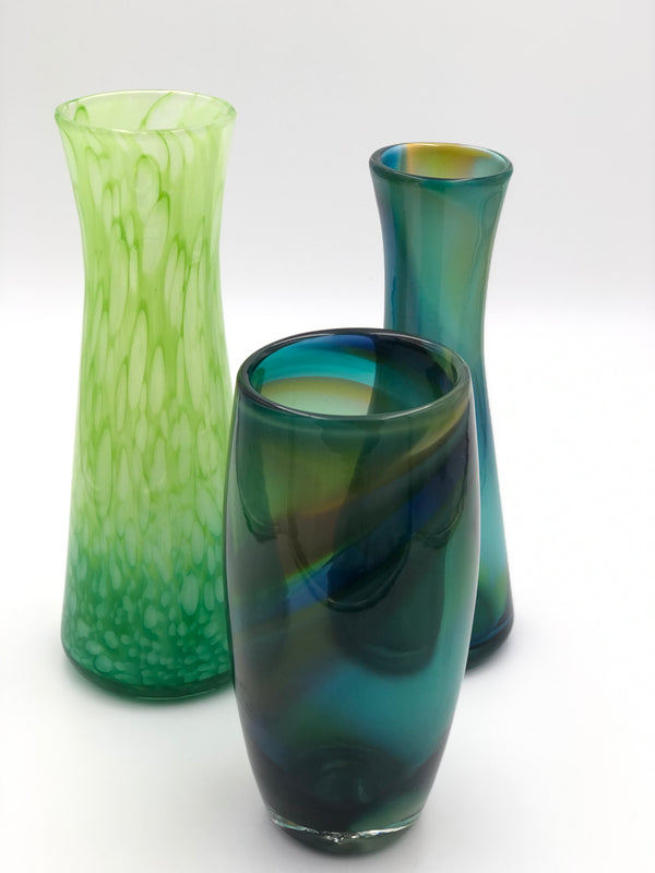 Teal Blown Glass Vase by McDermott Glass Studio