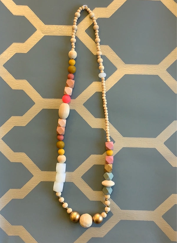 Blush, Festive Wood and Silicone Necklace by Alyn Carlson