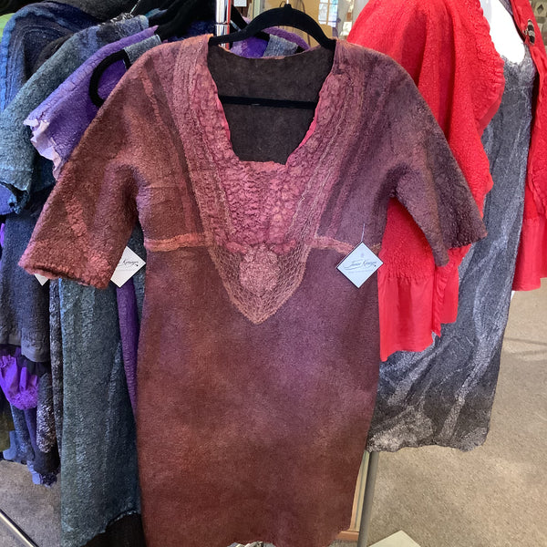 Short sleeve dress - merino wool and silk by Janice Kissinger