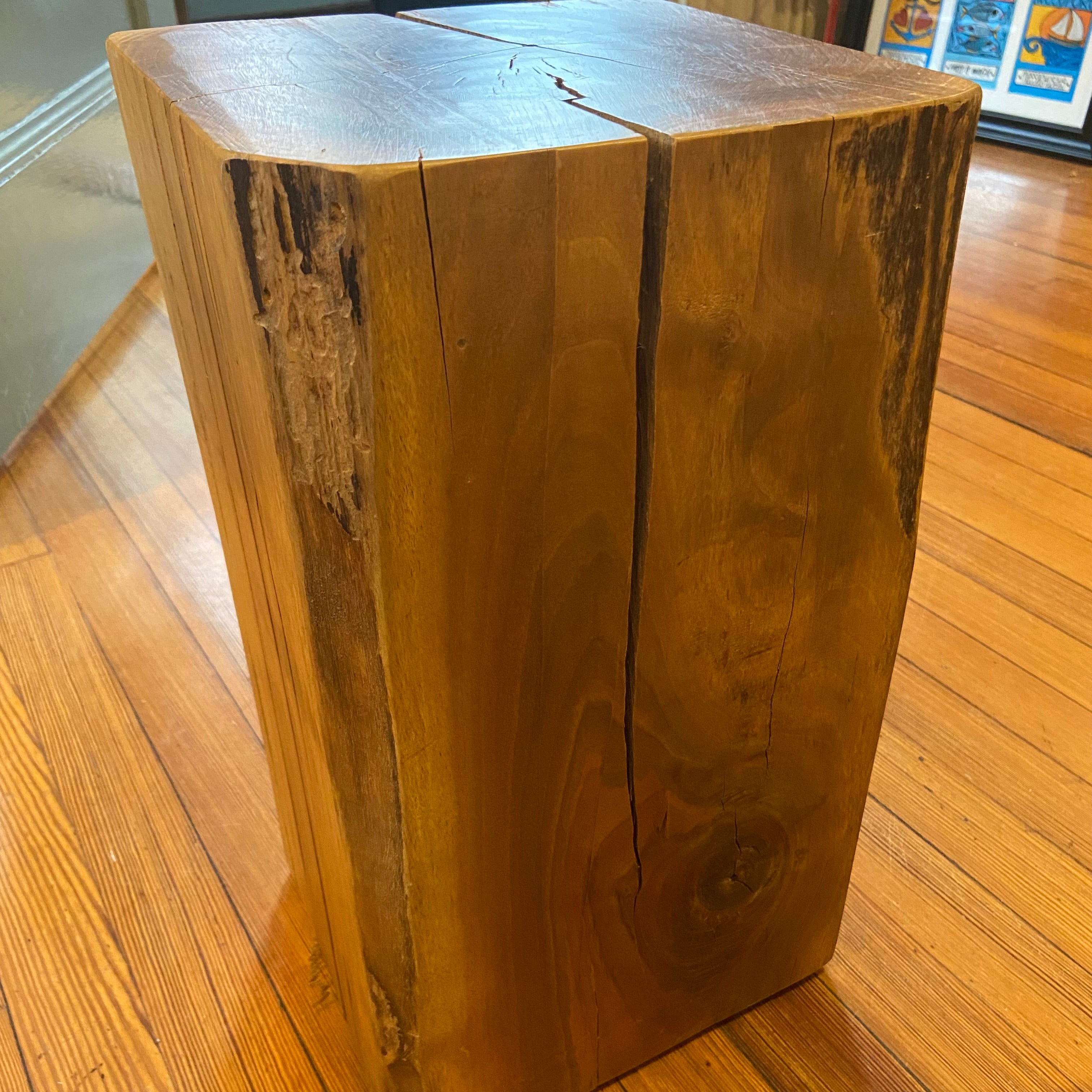 Natural Rectangular Cut Tree Stump End Table