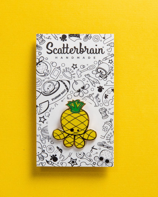 Scatterbrain Handmade Enamel Pin, Maui the Pineapple, by Lisamarie Pearson