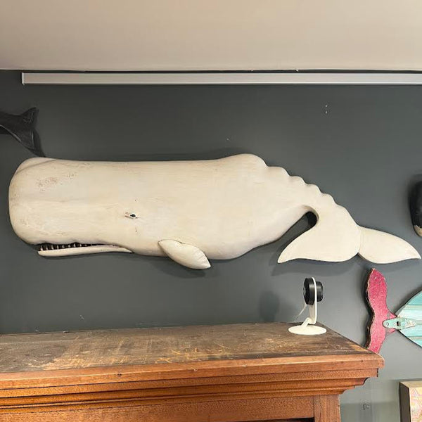 "Moby" White Sperm Whale Plaque, 42", Left-Facing #1