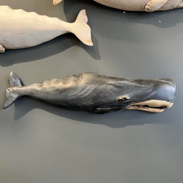 Dark Sperm Whale Plaque, 16", Right-Facing #1