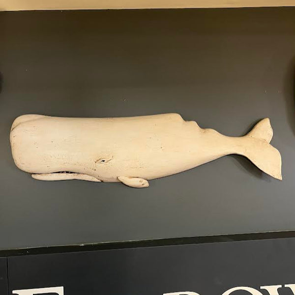 "Moby" White Sperm Whale Plaque, 24", Left-Facing #2