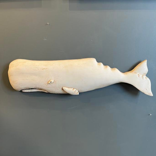 "Moby" White Sperm Whale Plaque, 24", Left-Facing #1