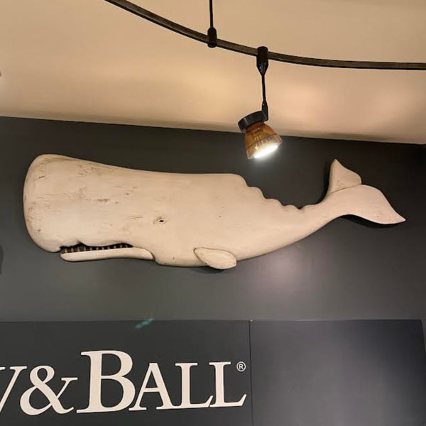 "Moby" White Sperm Whale Plaque, 42", Left-Facing #2