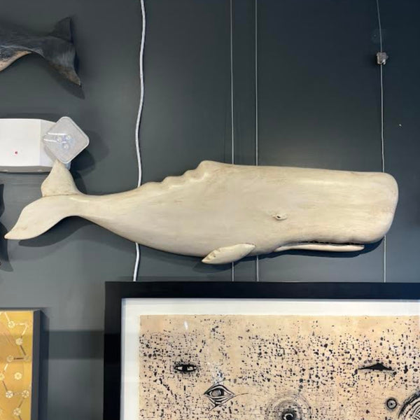 "Moby" White Sperm Whale Plaque, 34", Right-Facing #2