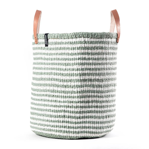 Kiondo Market Basket | Thin Light Green Stripes - Mifuko