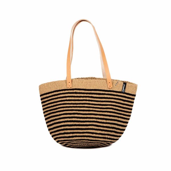 Pamba Shopper Basket | Black Thin Stripes, M - Mifuko