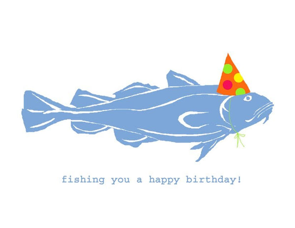 Fishing Birthday Cod - Greeting Card by Amy Mason