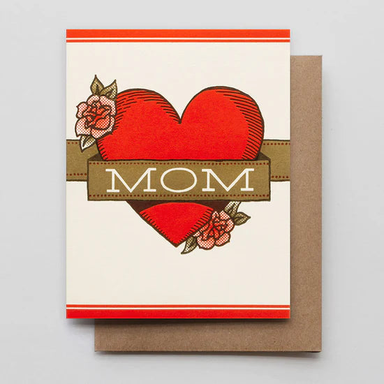 Mom Heart & Banner Greeting Card