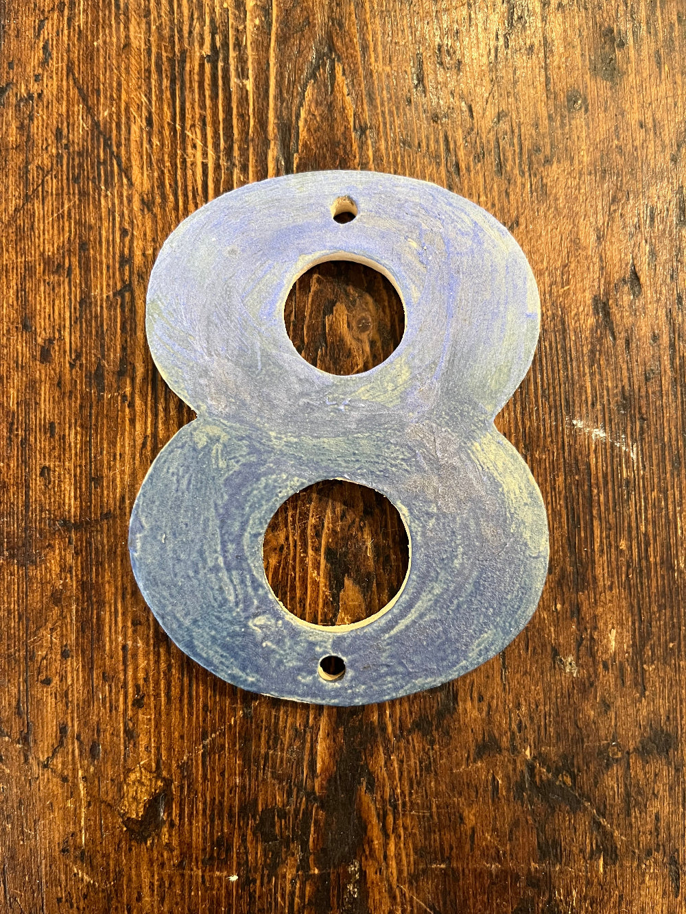 Handmade Ceramic House Number - Blue