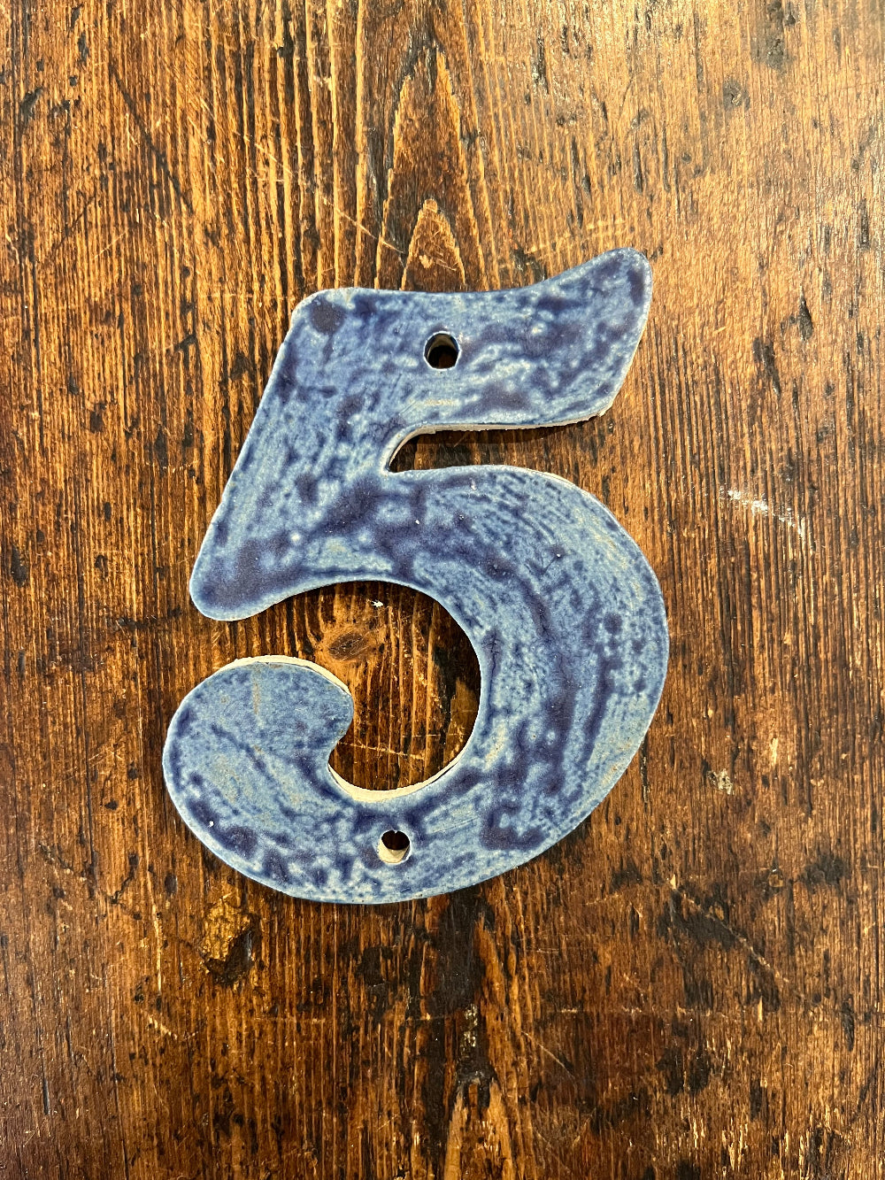 Handmade Ceramic House Number - Blue