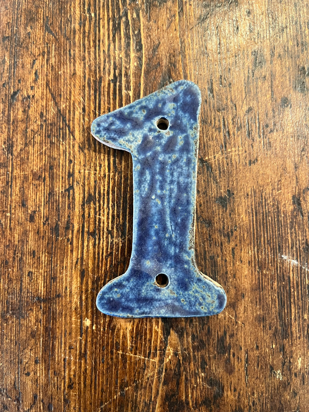 Handmade Ceramic House Number - Blue