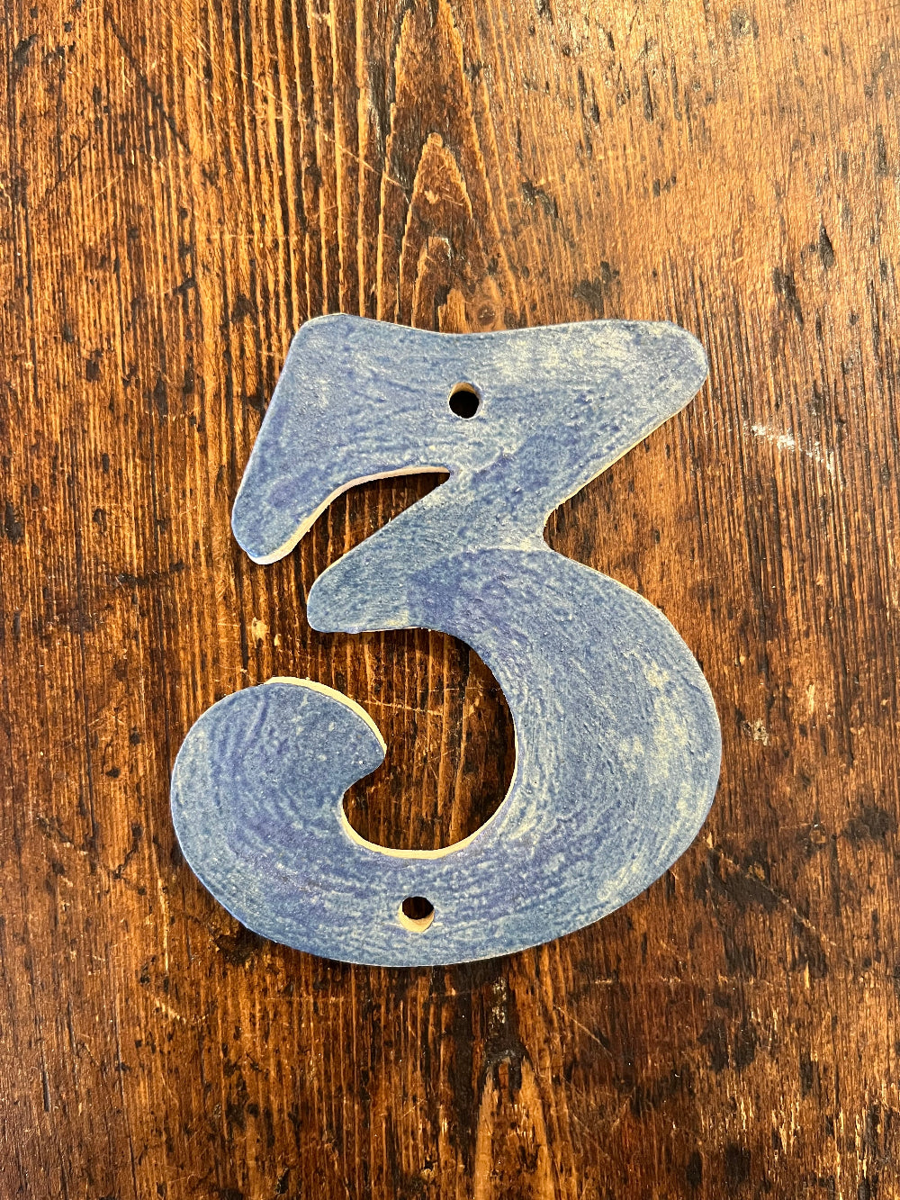 Handmade Ceramic House Number - Blue