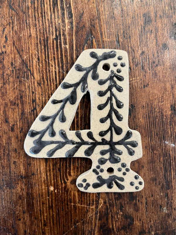 Handmade Ceramic House Number - Painted Design