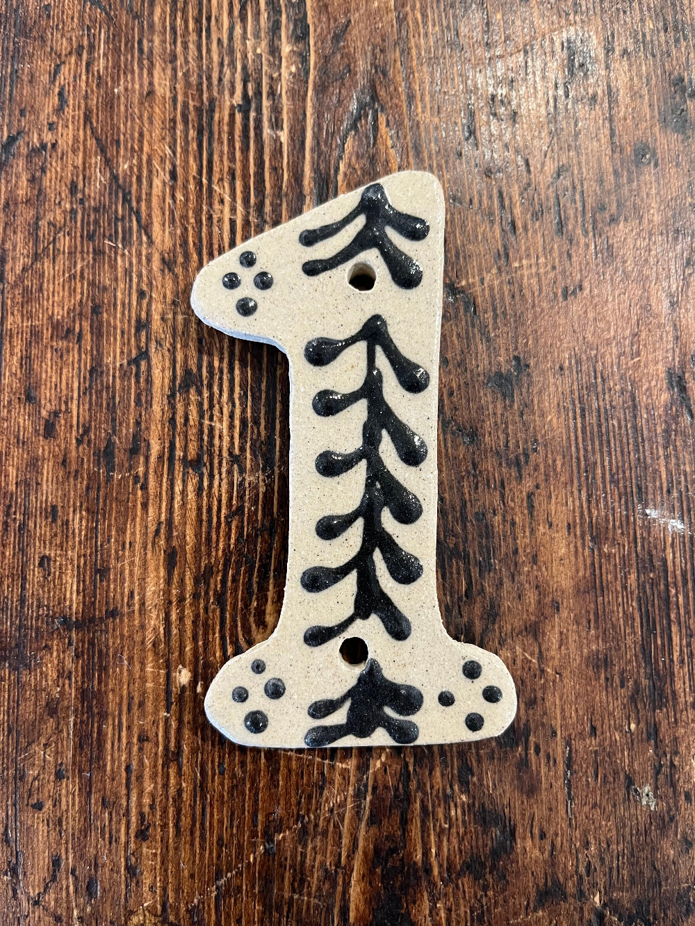 Handmade Ceramic House Number - Painted Design