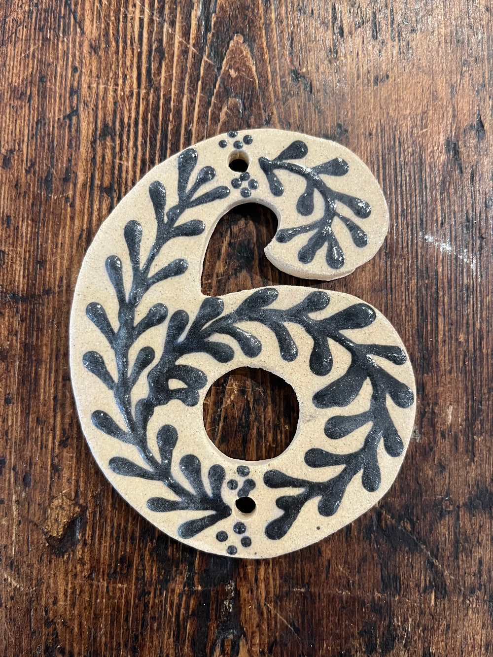 Handmade Ceramic House Number - Painted Design