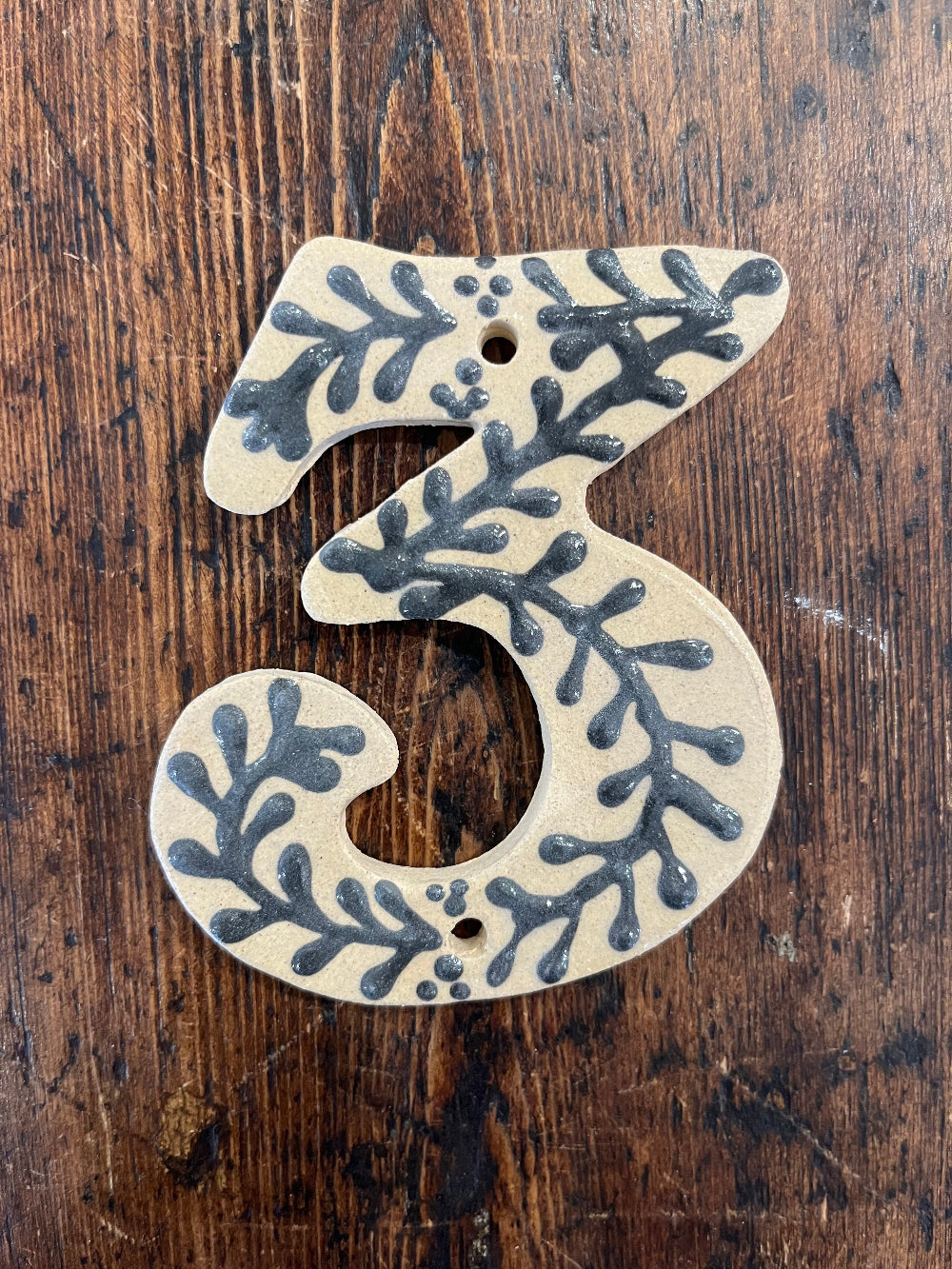 Handmade Ceramic House Number - Painted Design