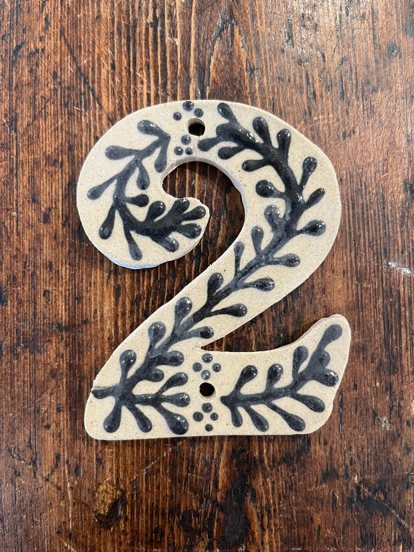 Handmade Ceramic House Number - Painted Design