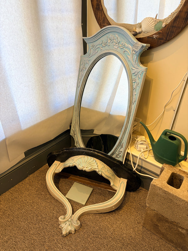 Painted Mirror & Wall Shelf