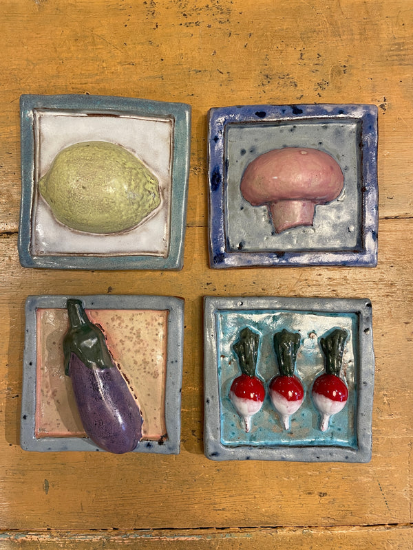 Fruits and Veggies 4” x 4” Decorative Ceramic Tile