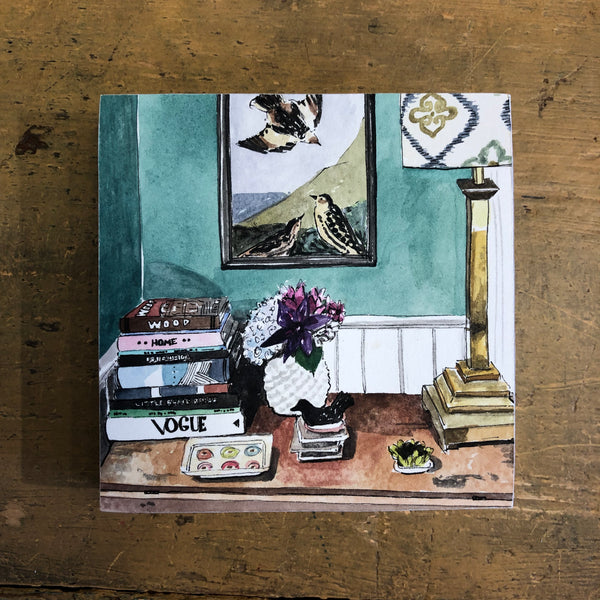 Watercolor Block - Celadon Books on Table
