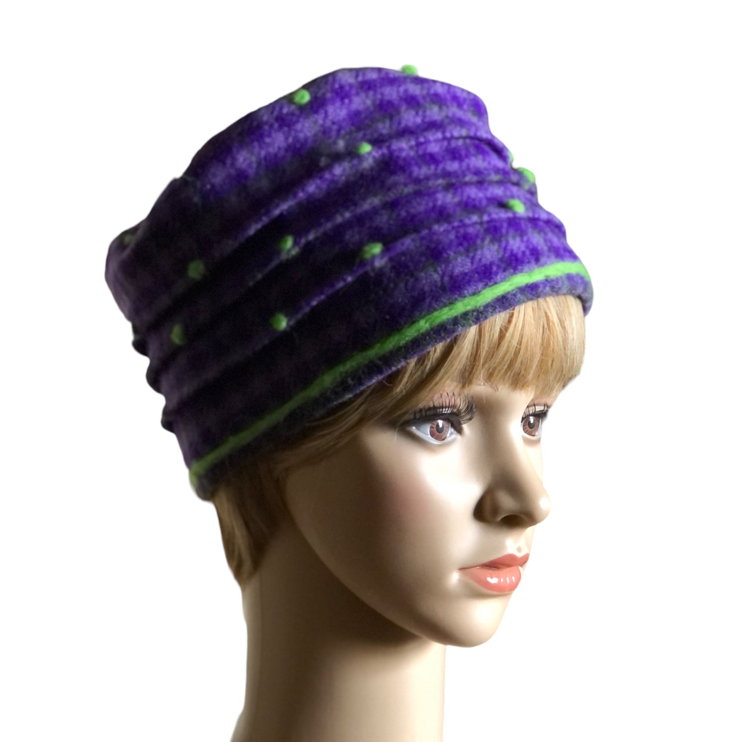 Purple & Green Pill Box Hat - Small