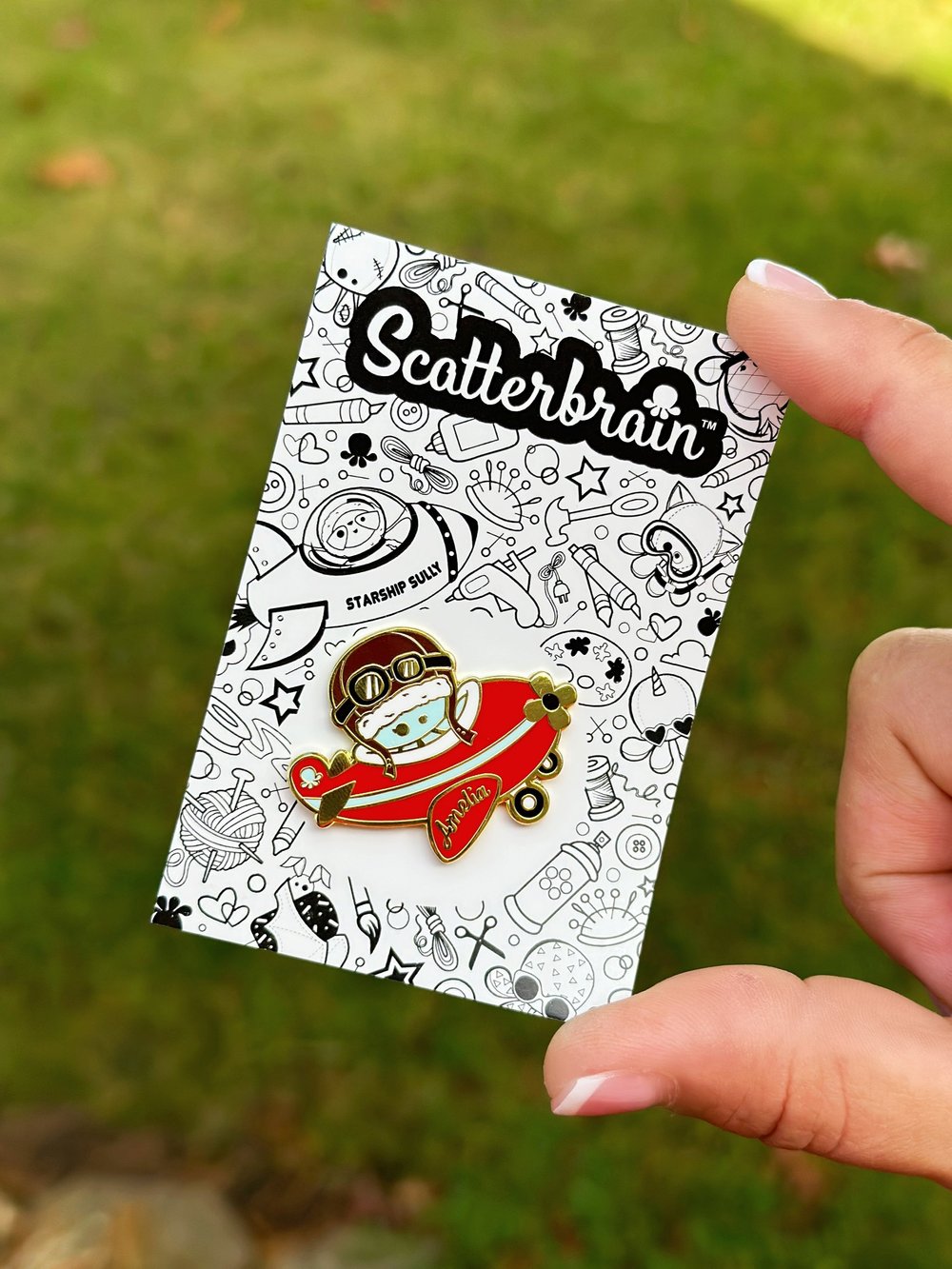 Scatterbrain Handmade Enamel Pin, Amelia, by Lisamarie Pearson