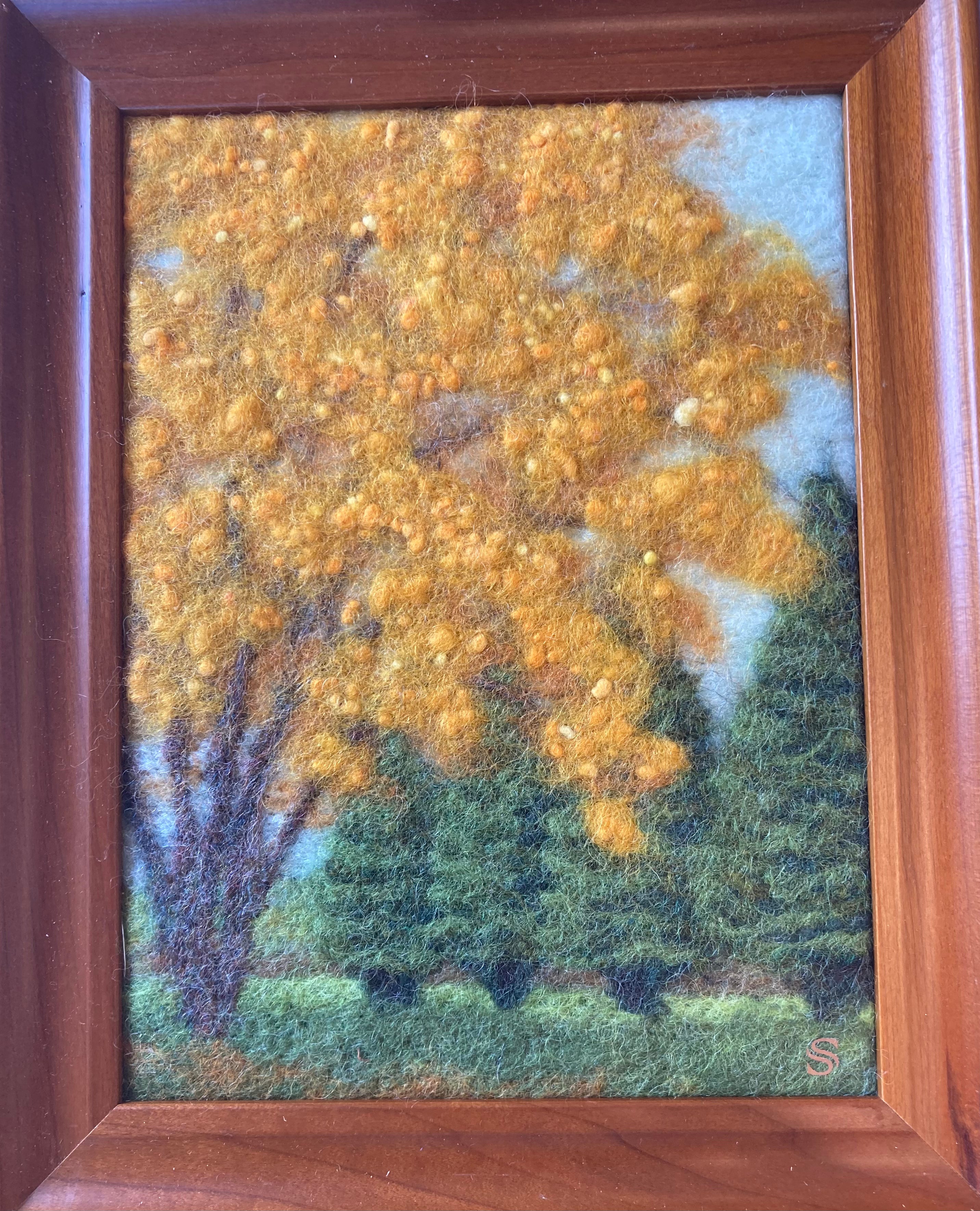 Amber Glow, Felted Wool Painting