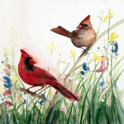 Cardinal Pair True Love by Holly Wach Art